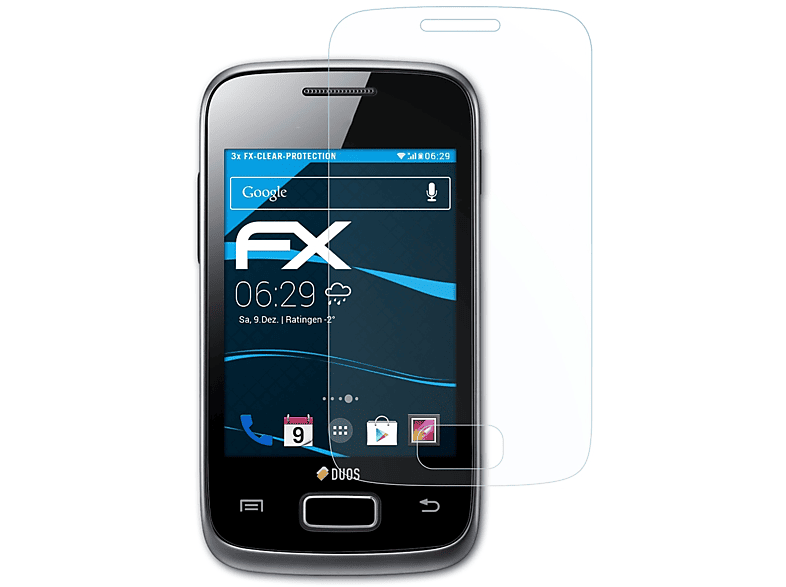 ATFOLIX 3x Y Galaxy Samsung Duos (GT-S6102)) Displayschutz(für FX-Clear