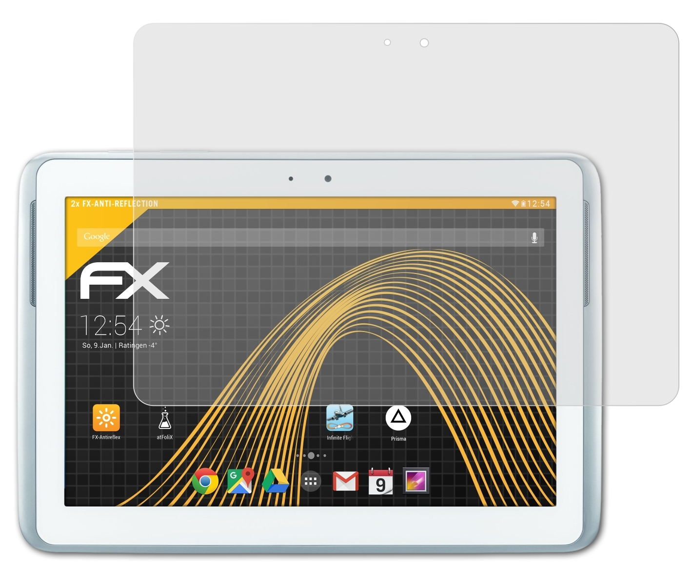 ATFOLIX 2x FX-Antireflex Displayschutz(für Note Galaxy (2012 Samsung 10.1 Edition))