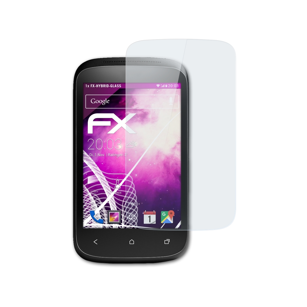 FX-Hybrid-Glass Desire HTC C) ATFOLIX Schutzglas(für