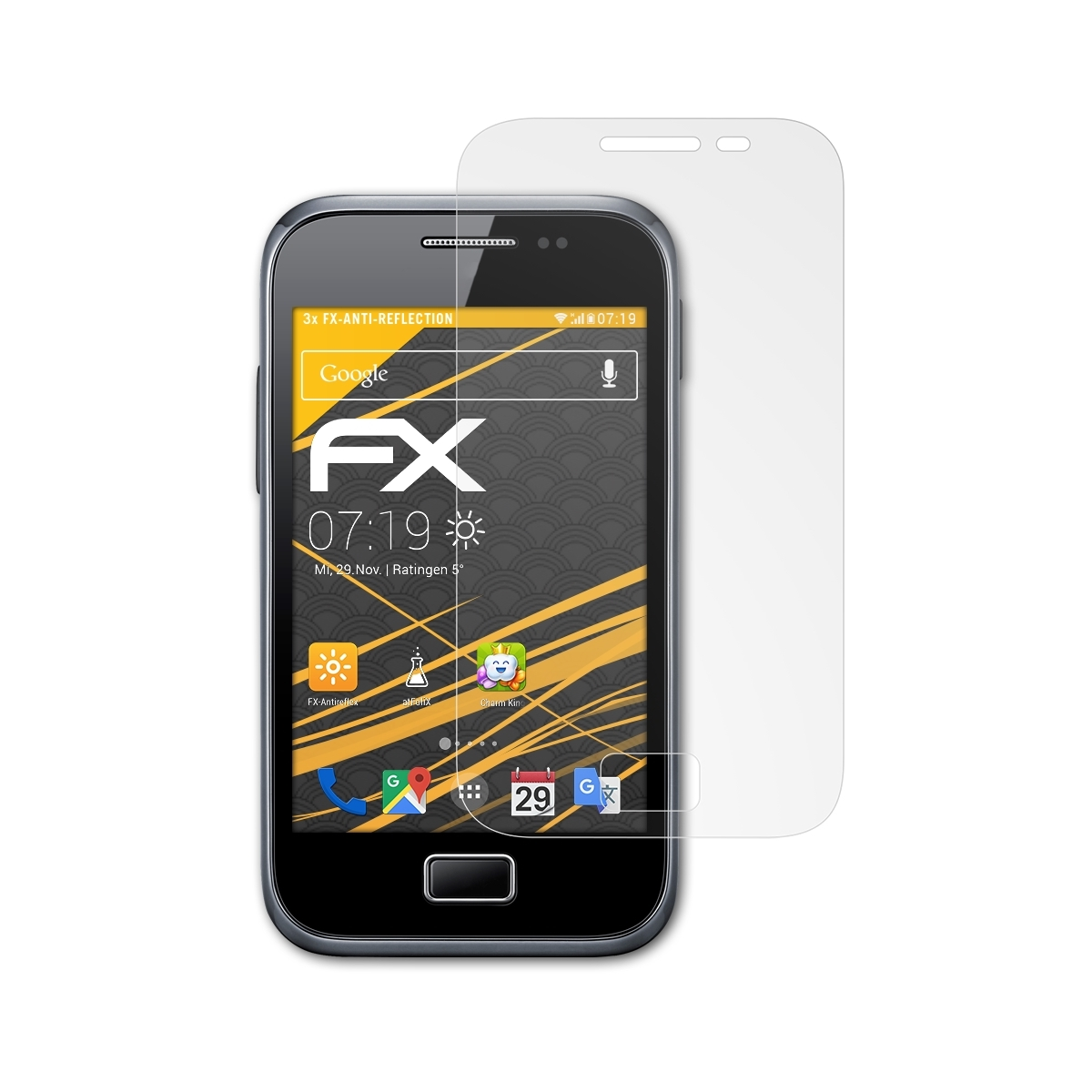 ATFOLIX Plus Galaxy Samsung 3x FX-Antireflex (GT-S7500)) Displayschutz(für Ace