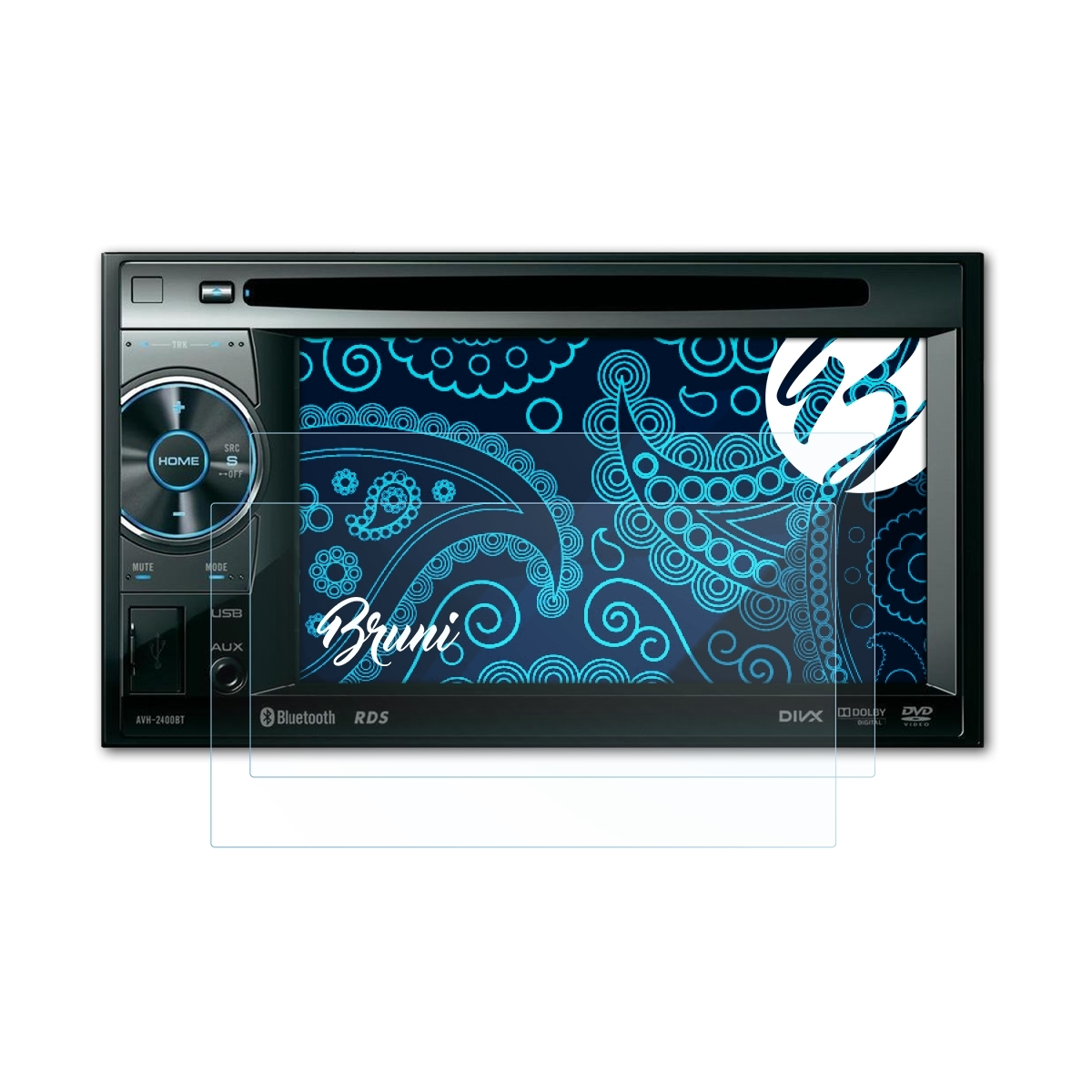 BRUNI 2x Schutzfolie(für Basics-Clear Pioneer AVH-2400BT)