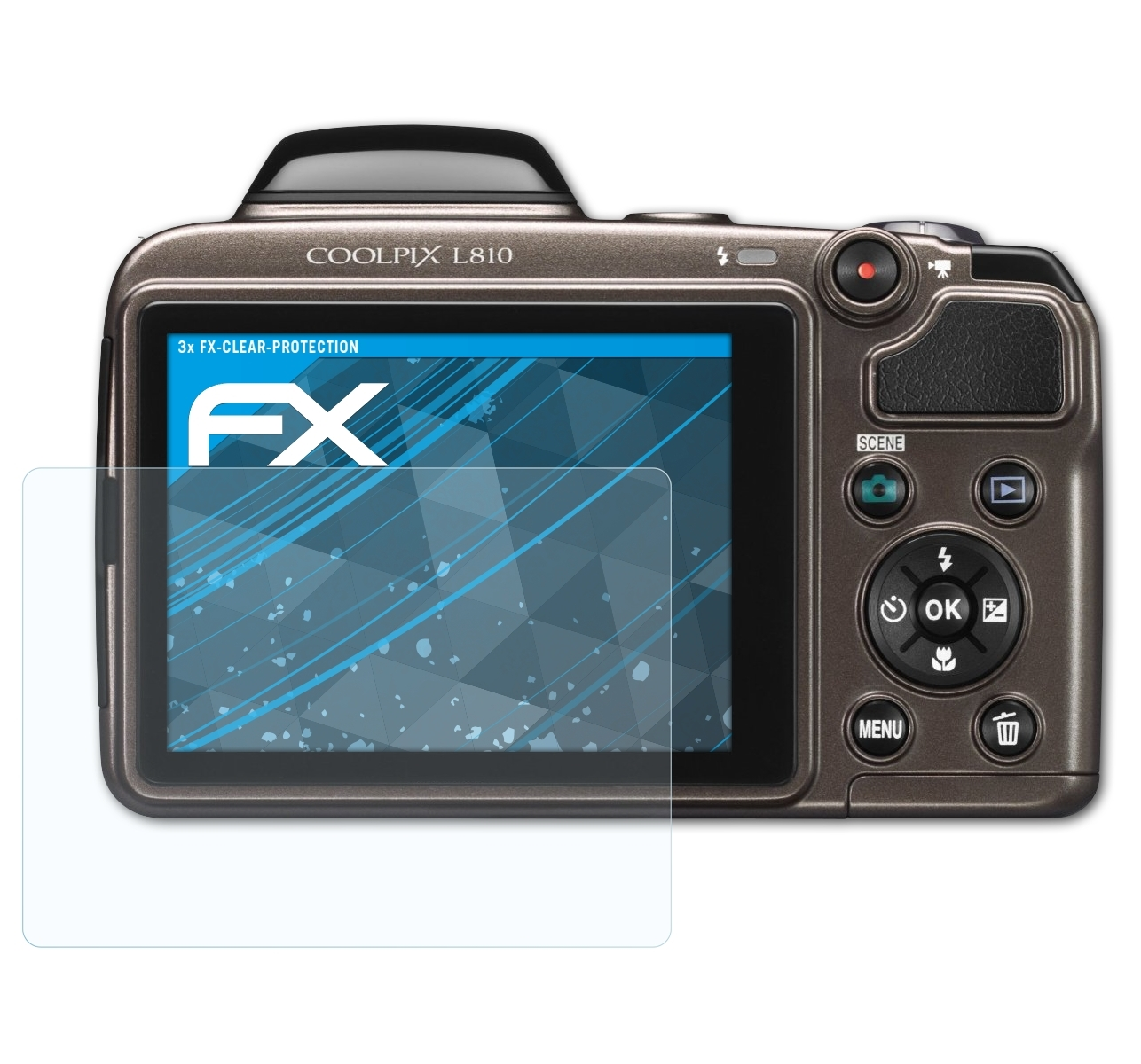Displayschutz(für 3x Coolpix Nikon ATFOLIX L810) FX-Clear