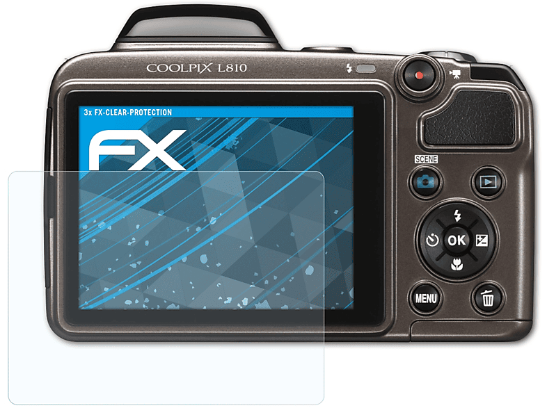 Coolpix L810) Displayschutz(für Nikon FX-Clear 3x ATFOLIX
