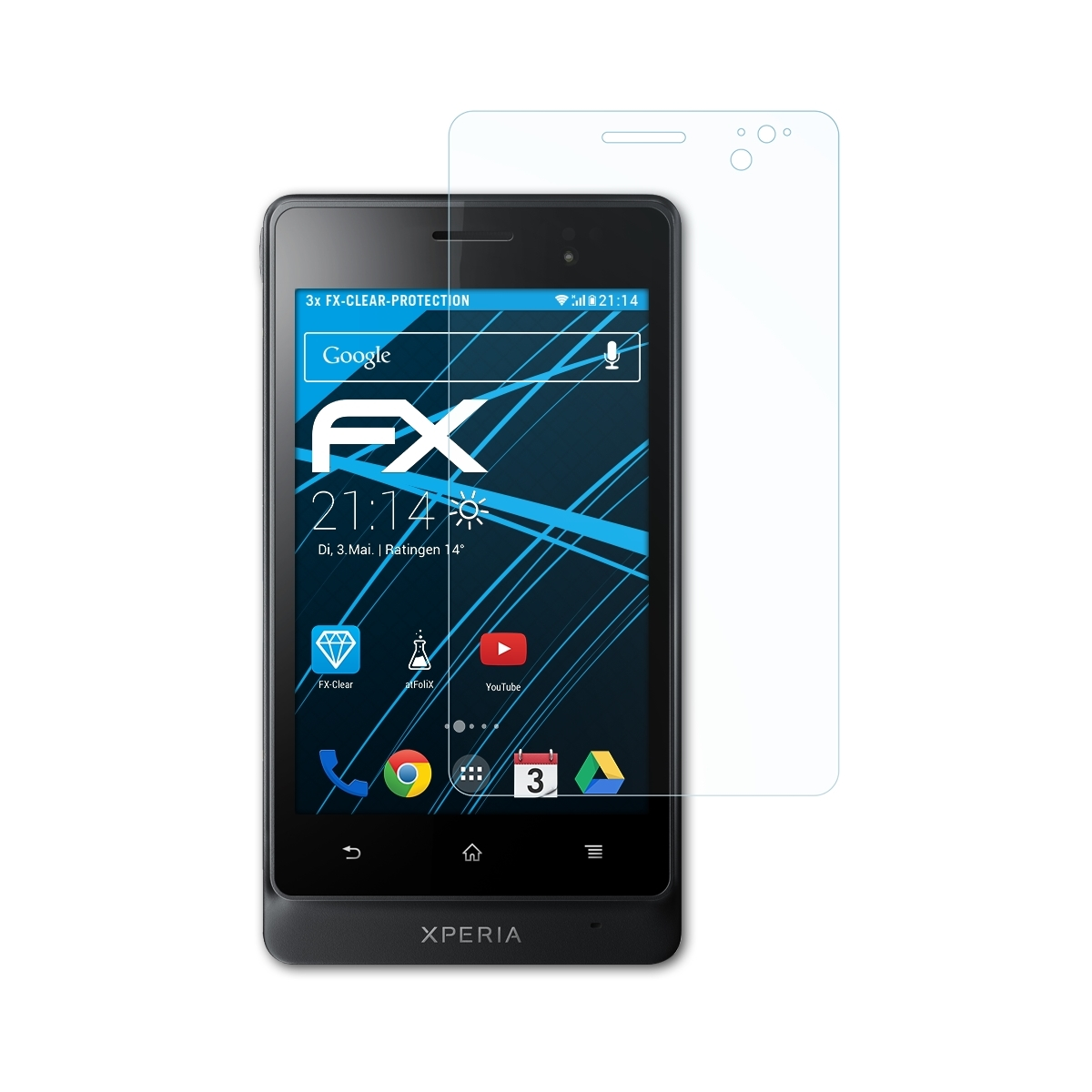 ATFOLIX 3x FX-Clear Xperia Sony Go) Displayschutz(für
