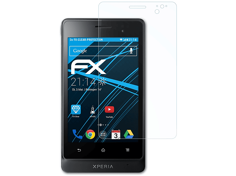 3x ATFOLIX FX-Clear Sony Xperia Go) Displayschutz(für