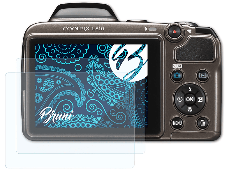 BRUNI 2x Basics-Clear Schutzfolie(für Nikon L810) Coolpix