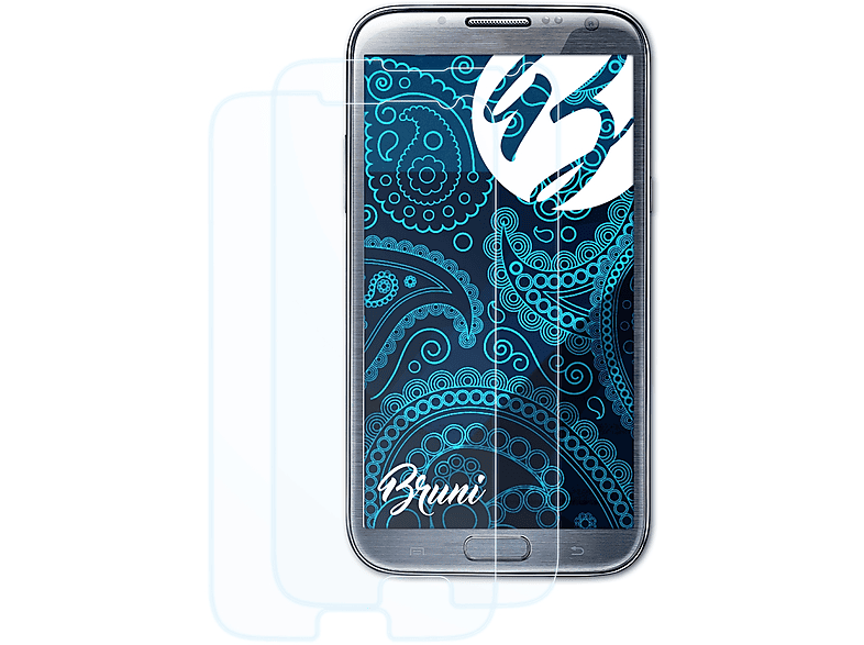 BRUNI 2x Basics-Clear Schutzfolie(für Samsung Galaxy Note 2 (GT-N7100))