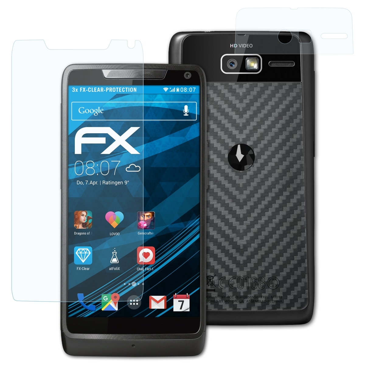 ATFOLIX 3x FX-Clear Displayschutz(für Motorola i) Razr