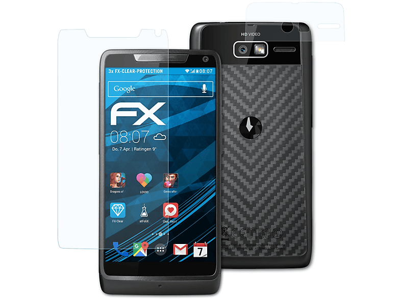 3x Displayschutz(für FX-Clear Razr i) ATFOLIX Motorola