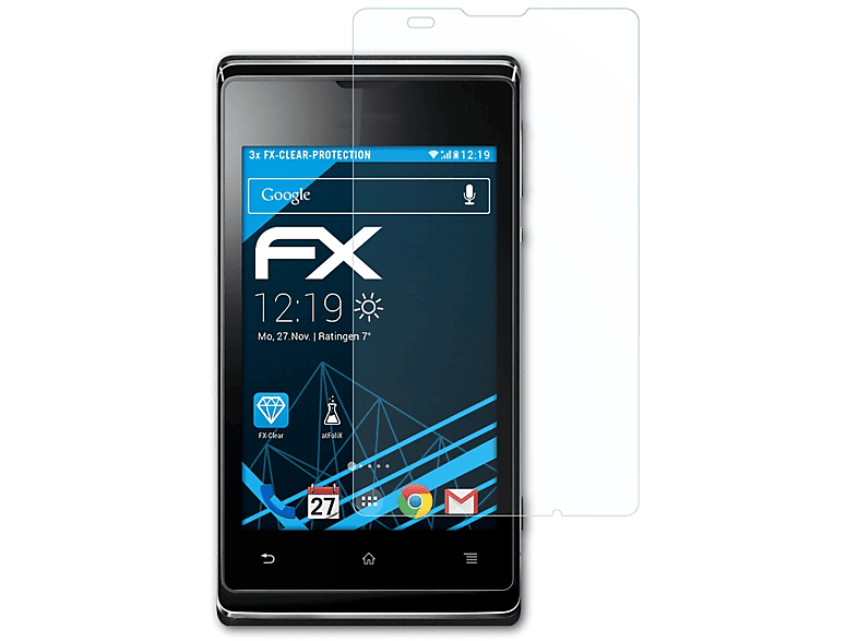 ATFOLIX 3x FX-Clear Displayschutz(für Sony Xperia E / E Dual)