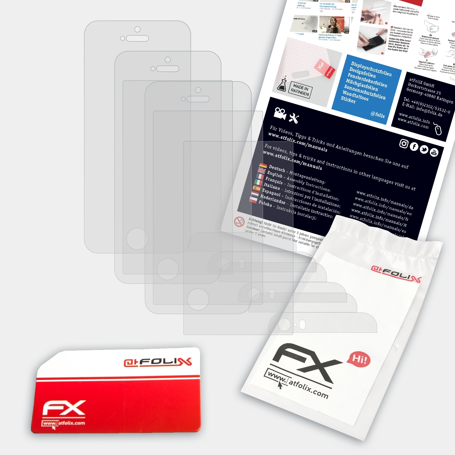 ATFOLIX 3x FX-Antireflex Displayschutz(für Apple iPhone / SE) 5S