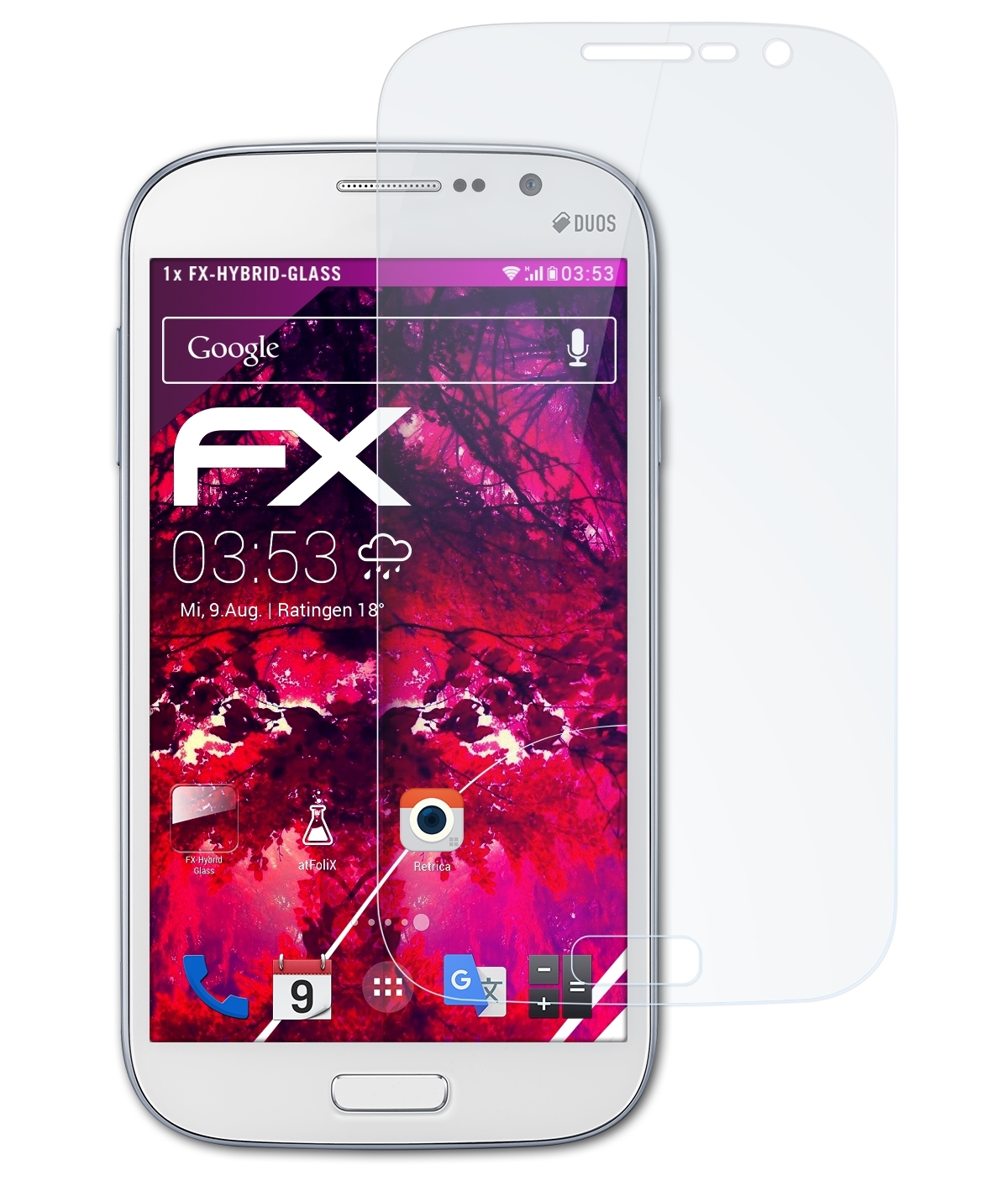 FX-Hybrid-Glass Duos) Samsung Schutzglas(für Galaxy Grand ATFOLIX