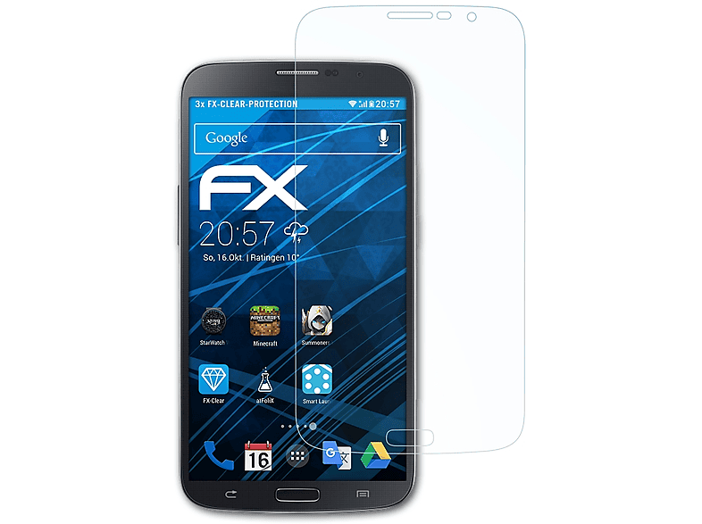 ATFOLIX 3x FX-Clear Displayschutz(für Mega (GT-i9205)) 6.3 Samsung Galaxy