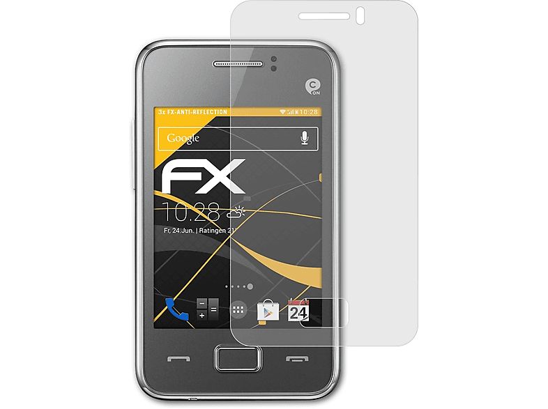Samsung FX-Antireflex Rex (GT-S5222R)) 3x ATFOLIX 80 Displayschutz(für