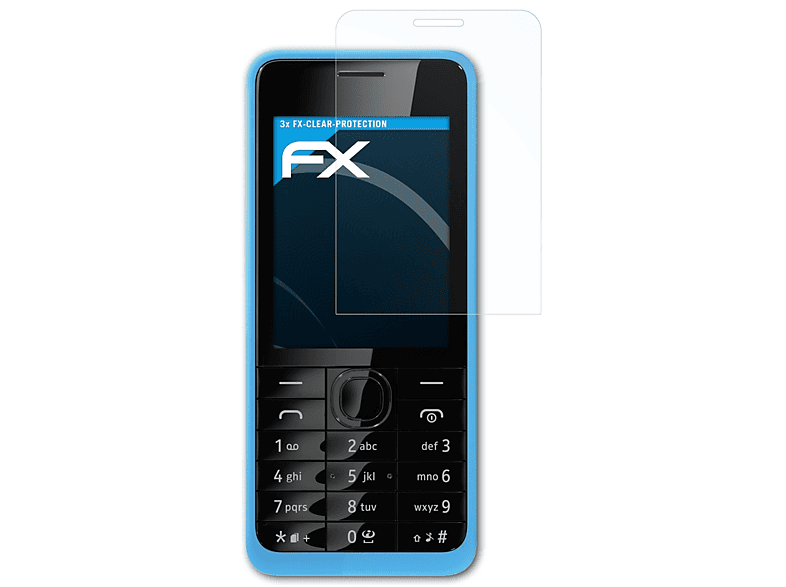 ATFOLIX 3x FX-Clear Displayschutz(für 301) Nokia