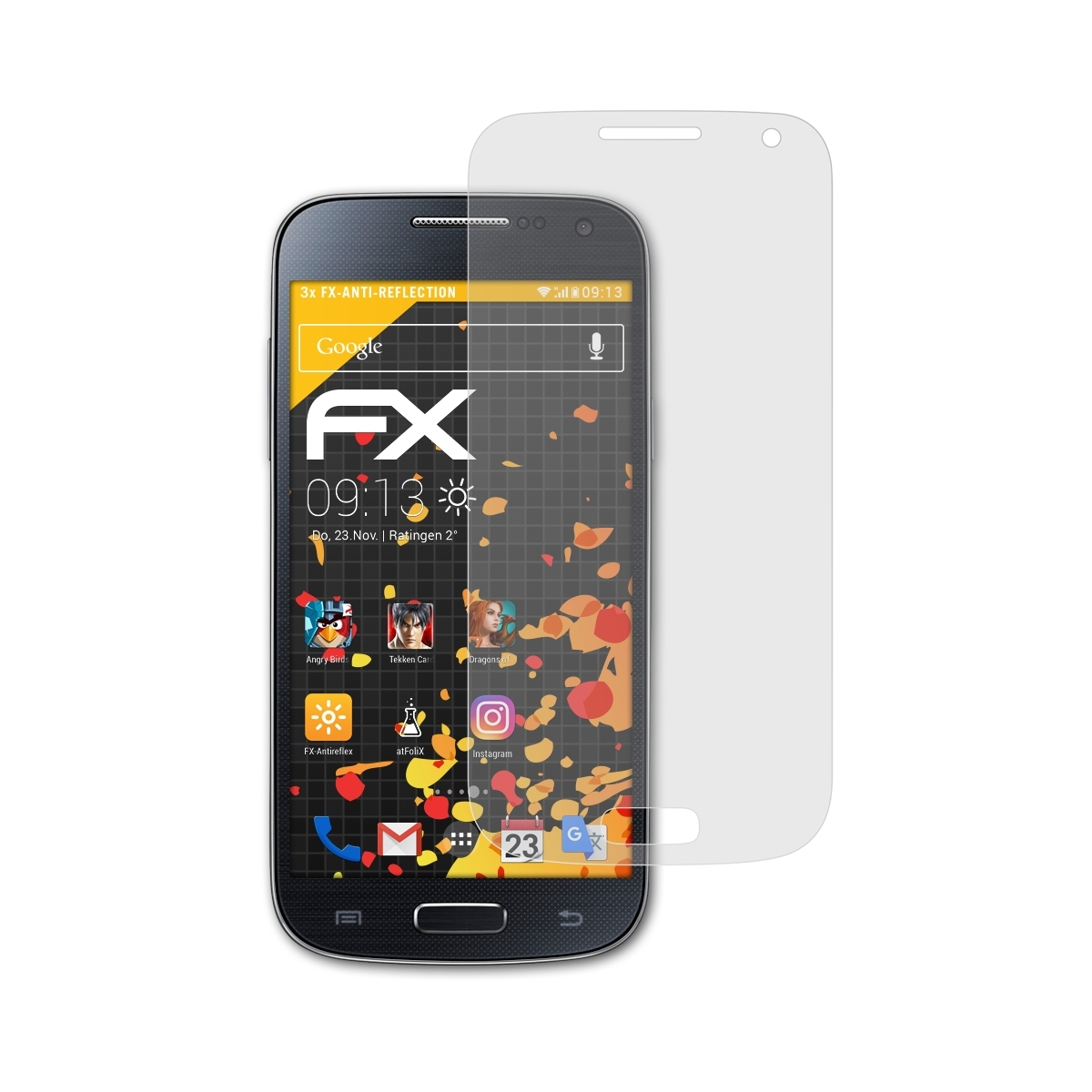 ATFOLIX 3x FX-Antireflex Samsung S4 mini) Displayschutz(für Galaxy