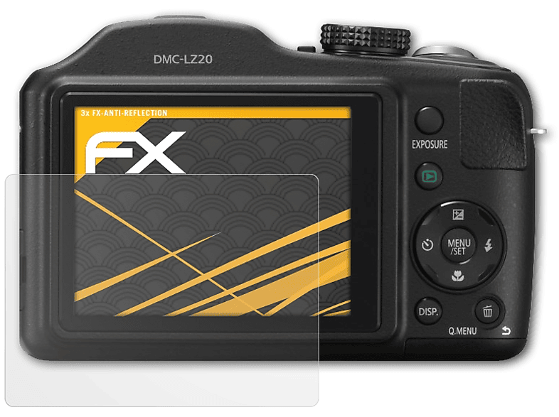 3x Panasonic DMC-LZ20) ATFOLIX Lumix FX-Antireflex Displayschutz(für