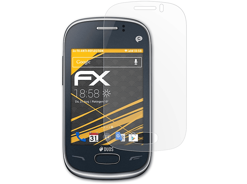 ATFOLIX (GT-S3802)) 70 Samsung FX-Antireflex Displayschutz(für Rex 3x