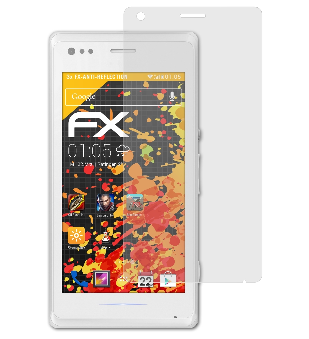 ATFOLIX 3x FX-Antireflex Xperia Displayschutz(für M) Sony