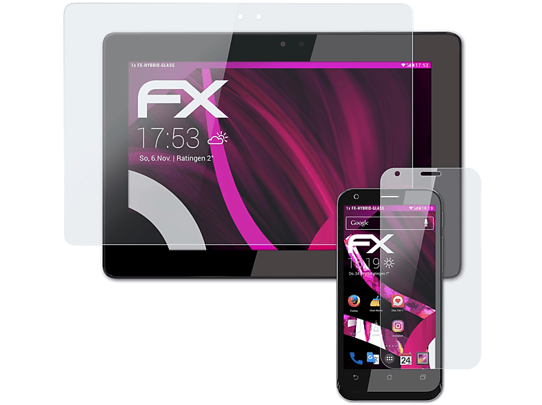 ATFOLIX FX-Hybrid-Glass Schutzglas(für Asus PadFone 2 (A68))
