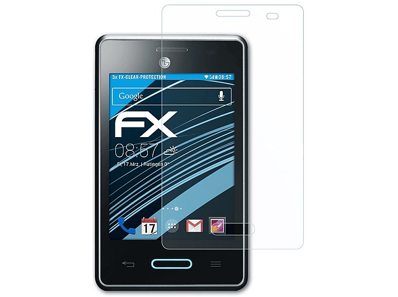 ATFOLIX 3x Displayschutz(für II L3 LG (E430)) Optimus FX-Clear