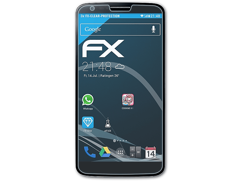 ATFOLIX 3x FX-Clear Displayschutz(für LG G2)