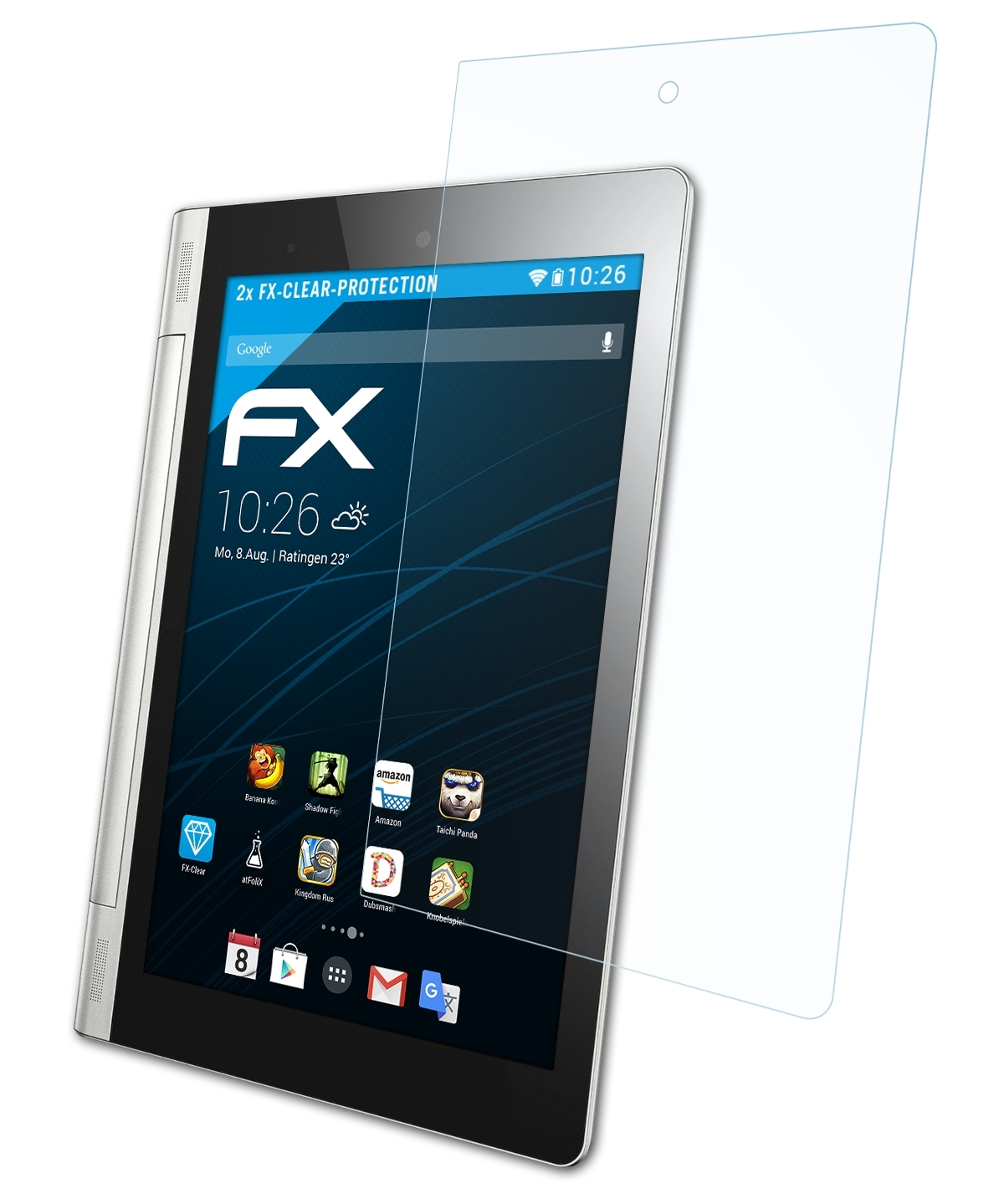 ATFOLIX 2x FX-Clear Displayschutz(für Lenovo 8) Tablet Yoga