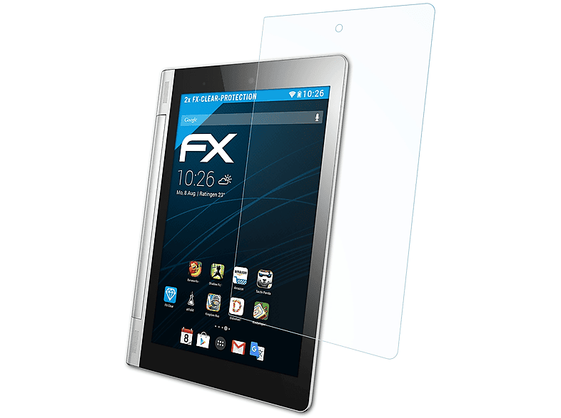 ATFOLIX 2x FX-Clear Displayschutz(für Lenovo 8) Tablet Yoga