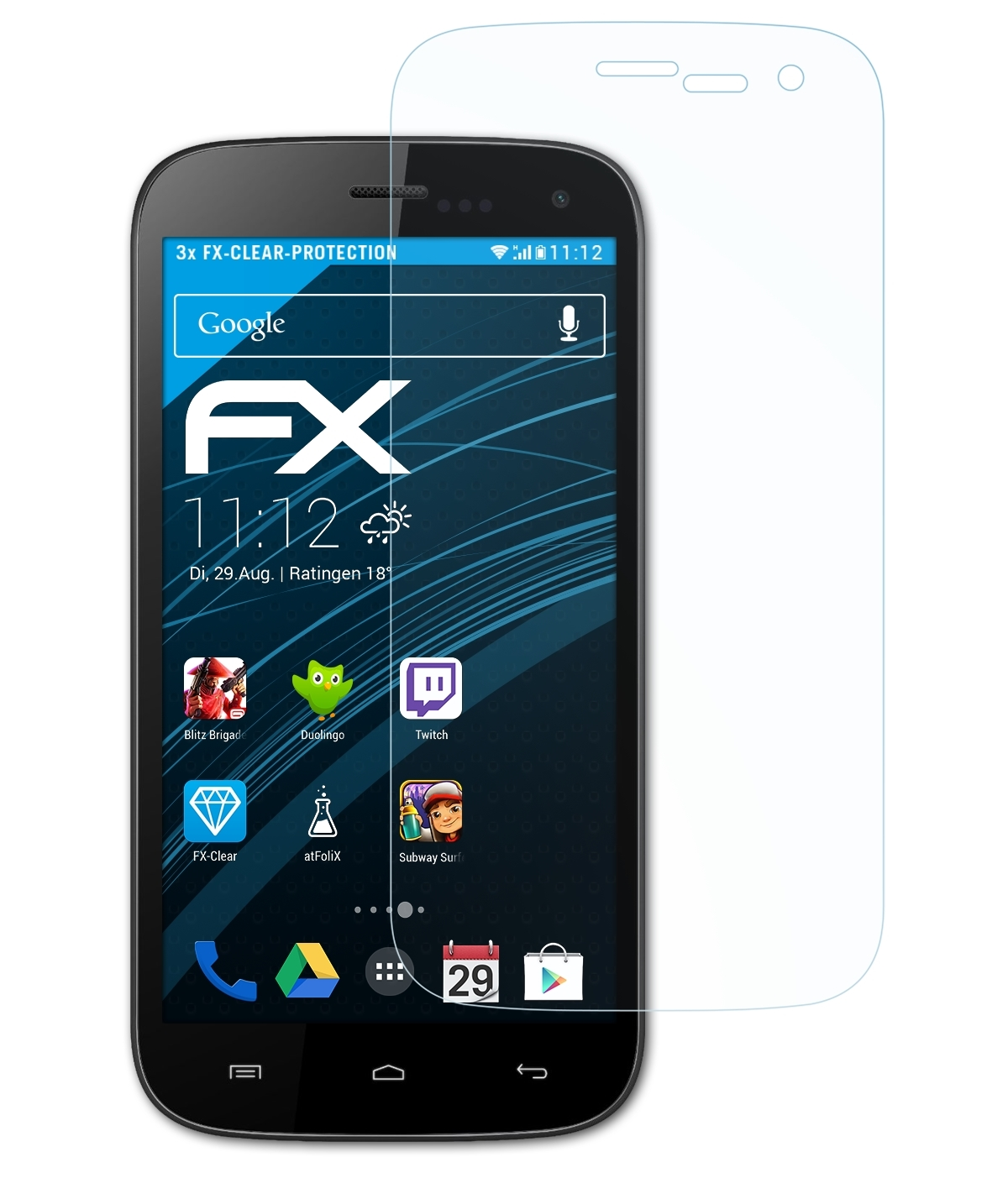 Wiko FX-Clear Darknight) Displayschutz(für 3x ATFOLIX