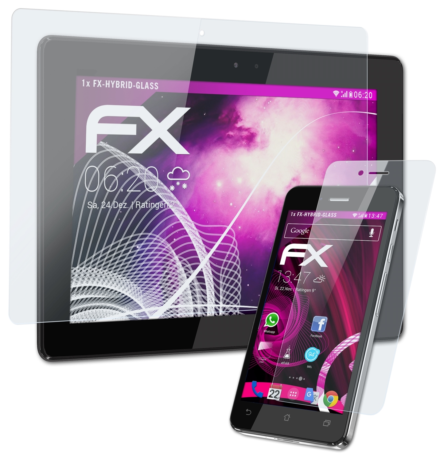 Schutzglas(für 2 (EU) ATFOLIX (A86)) Asus FX-Hybrid-Glass Infinity PadFone