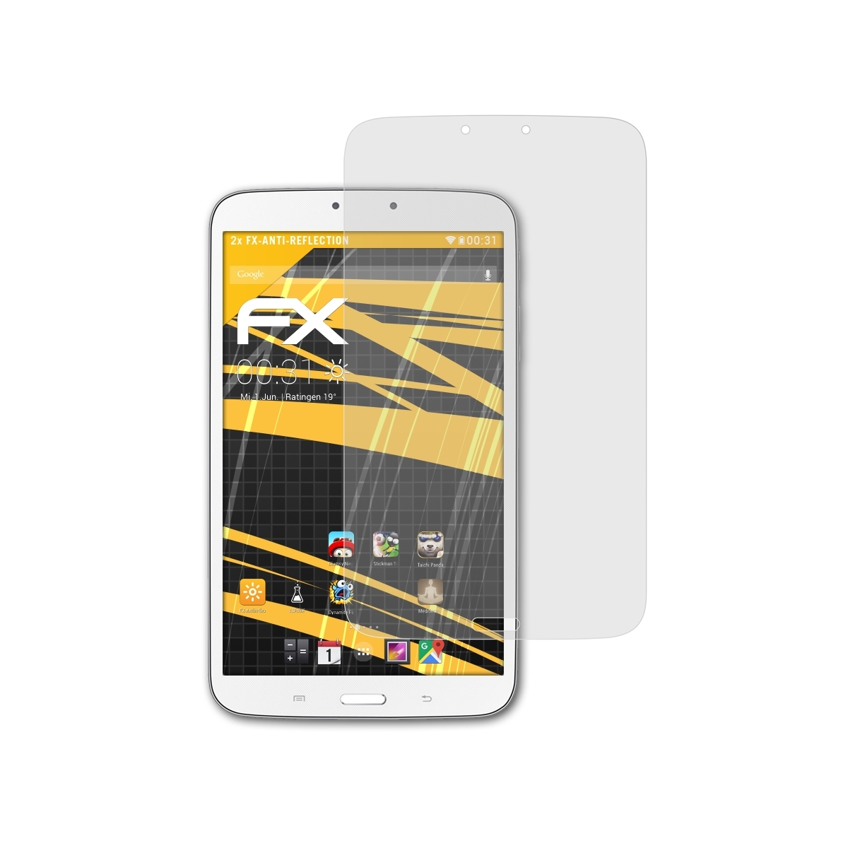 ATFOLIX 2x FX-Antireflex Displayschutz(für Samsung SM-T3100)) (WiFi 8.0 Tab 3 Galaxy