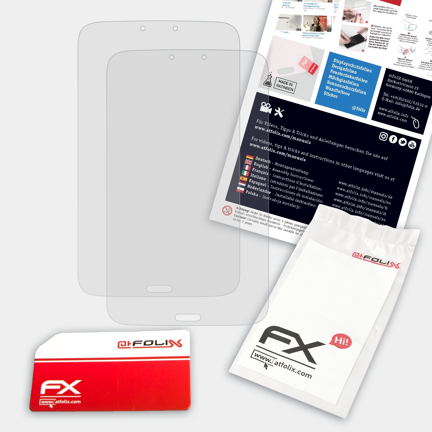 ATFOLIX 2x FX-Antireflex Galaxy (WiFi Samsung 3 Tab Displayschutz(für 8.0 SM-T3100))