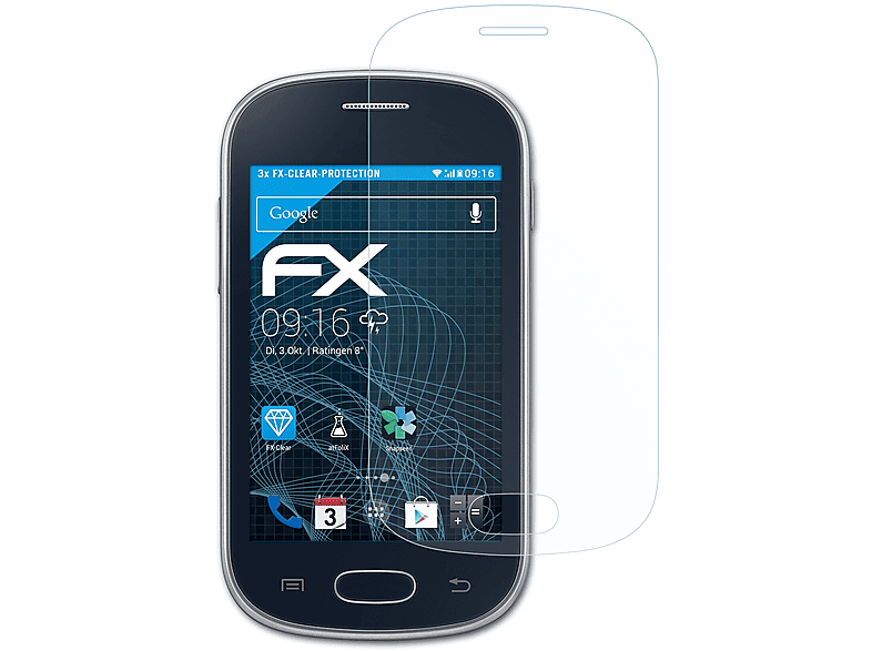 3x Samsung Lite ATFOLIX Galaxy Fame (GT-S6790N)) Displayschutz(für FX-Clear