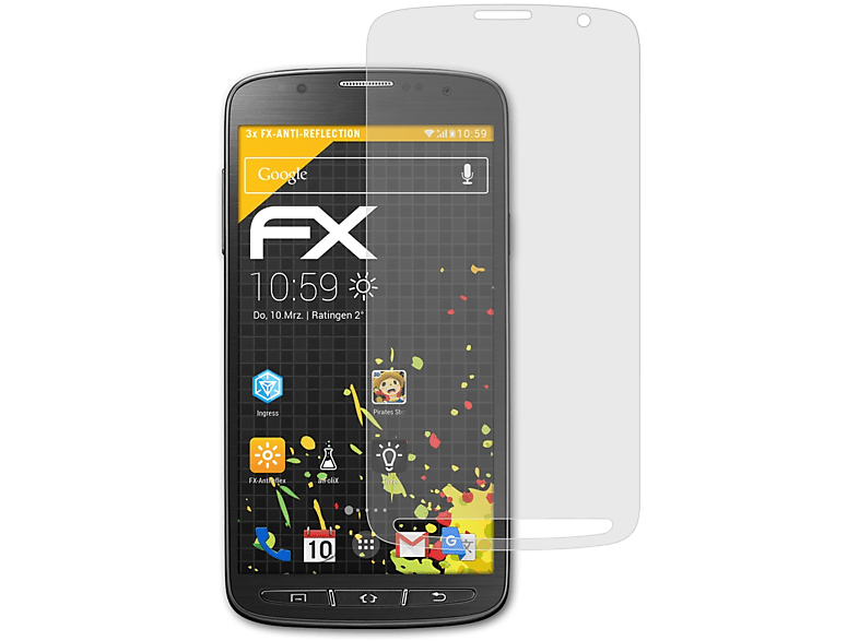ATFOLIX 3x FX-Antireflex Displayschutz(für Samsung Active) Galaxy S4