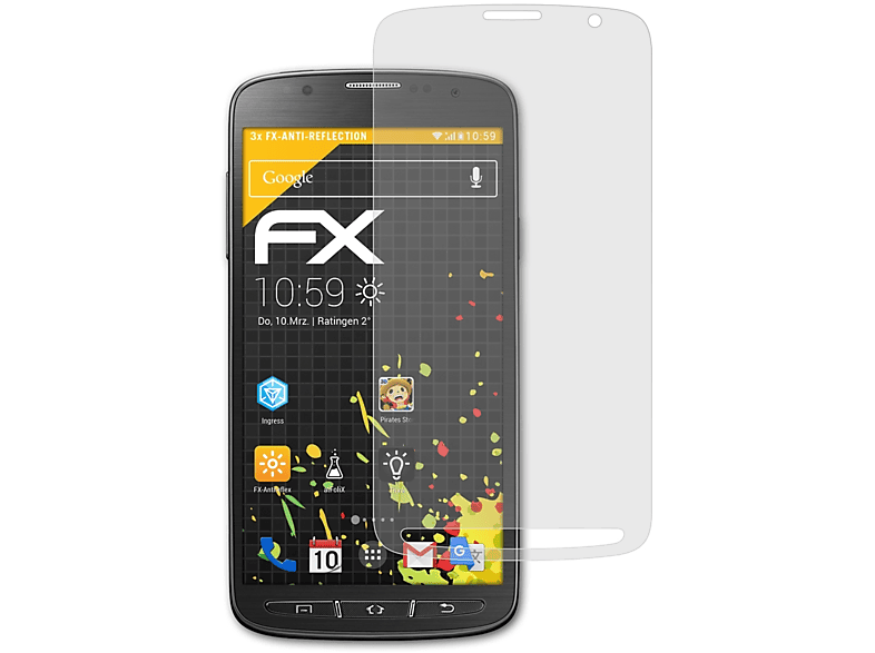 ATFOLIX 3x FX-Antireflex Displayschutz(für Galaxy Active) S4 Samsung