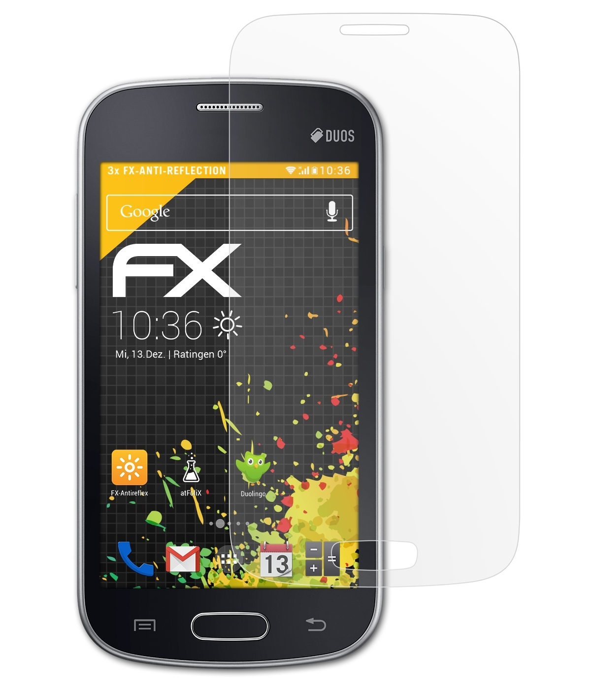 ATFOLIX 3x FX-Antireflex Displayschutz(für Samsung Galaxy Pro Star (GT-S7262))
