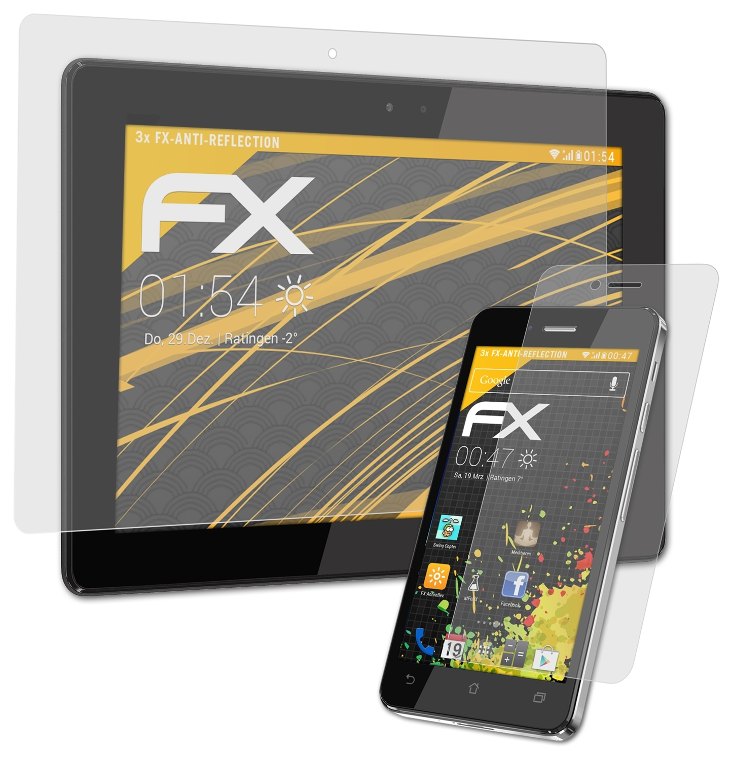ATFOLIX Displayschutz(für Infinity (A86)) Asus FX-Antireflex (EU) 2 3x PadFone