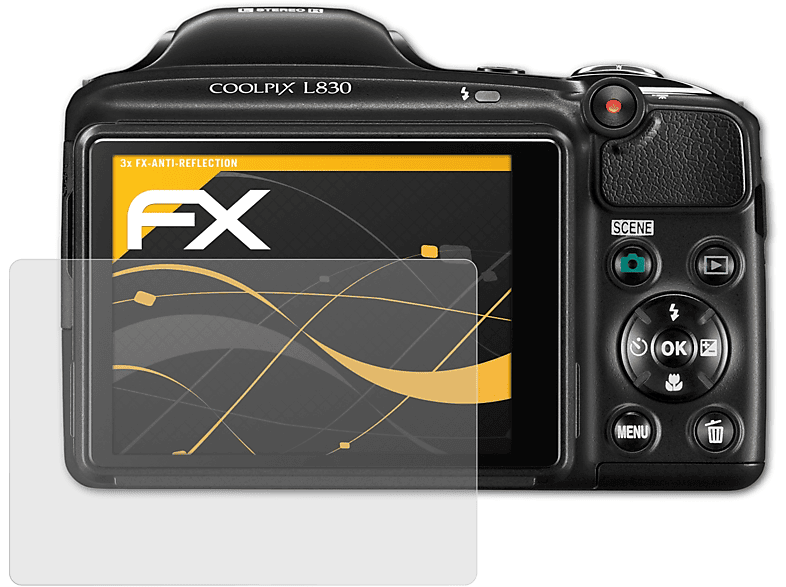 ATFOLIX 3x FX-Antireflex Displayschutz(für Nikon L830) Coolpix