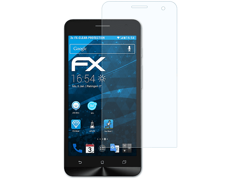 ZenFone 3x Displayschutz(für 5) ATFOLIX Asus FX-Clear