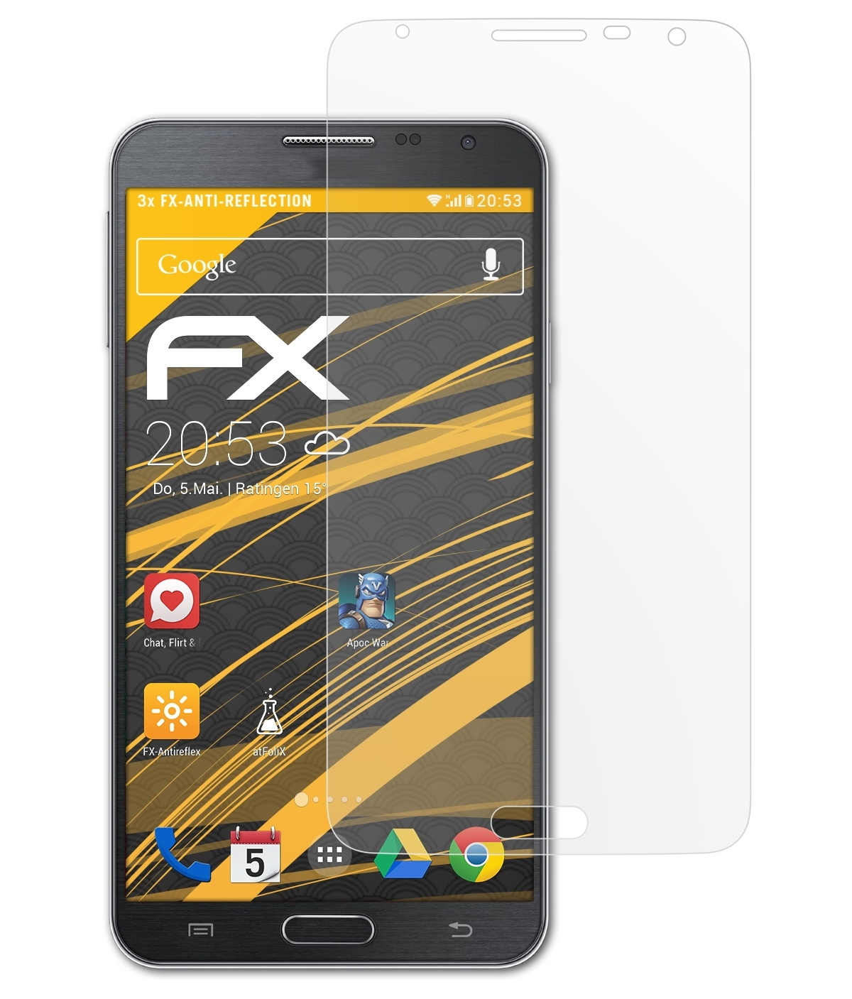 ATFOLIX 3x FX-Antireflex Displayschutz(für Samsung 3 Galaxy Neo Note (SM-N7505))