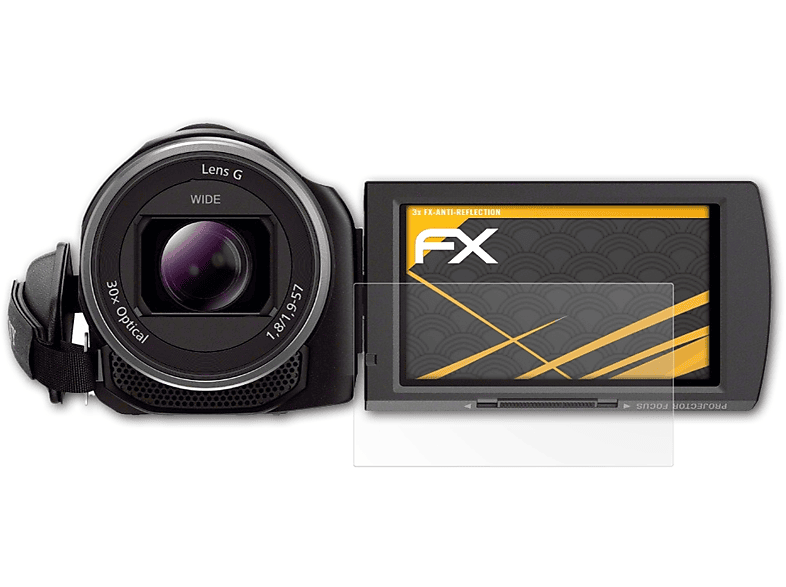 HDR-PJ530E) 3x ATFOLIX Sony Displayschutz(für FX-Antireflex
