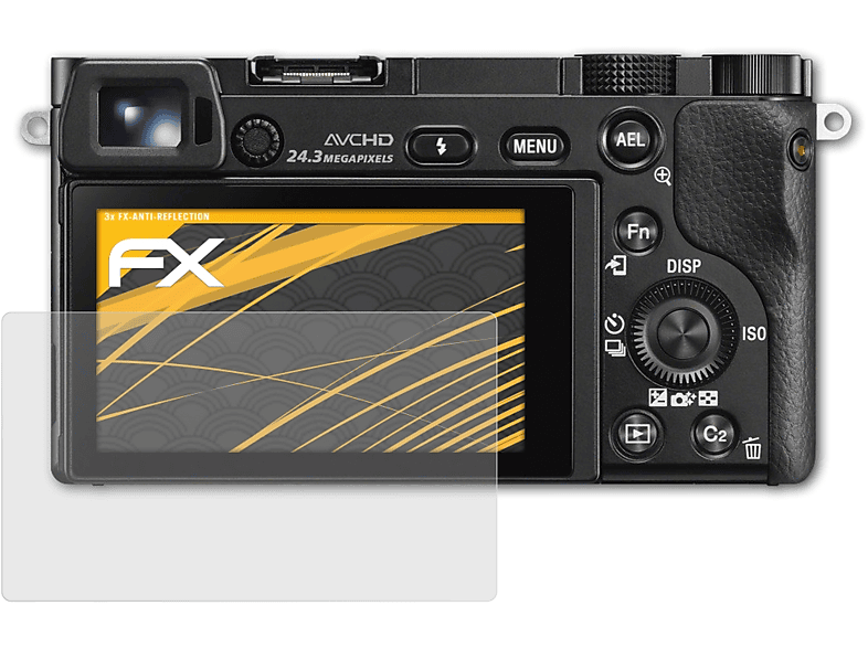 ATFOLIX 3x FX-Antireflex Displayschutz(für Sony Alpha a6000 (ILCE-6000))