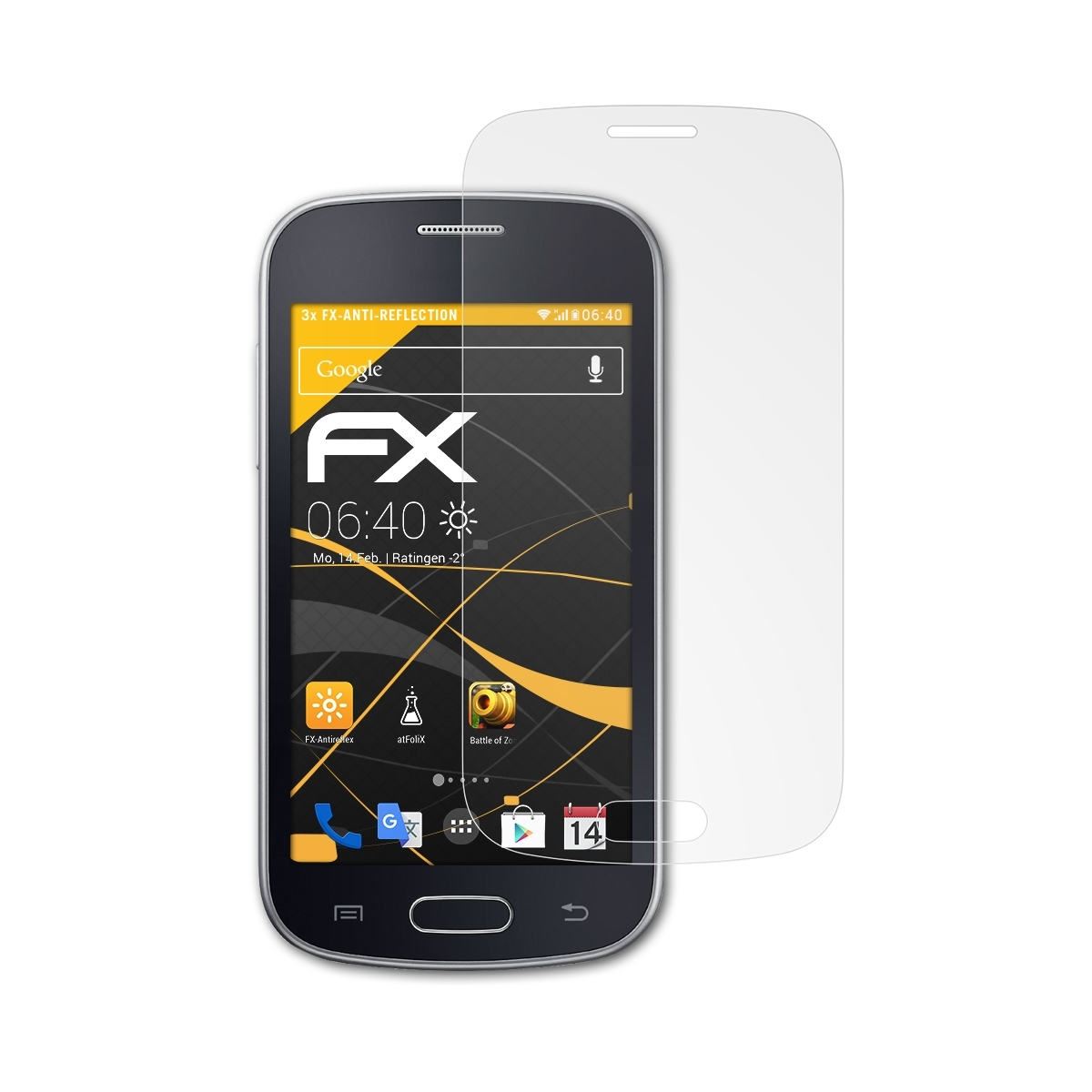 FX-Antireflex 3x Lite Galaxy (GT-S7390)) ATFOLIX Trend Displayschutz(für Samsung
