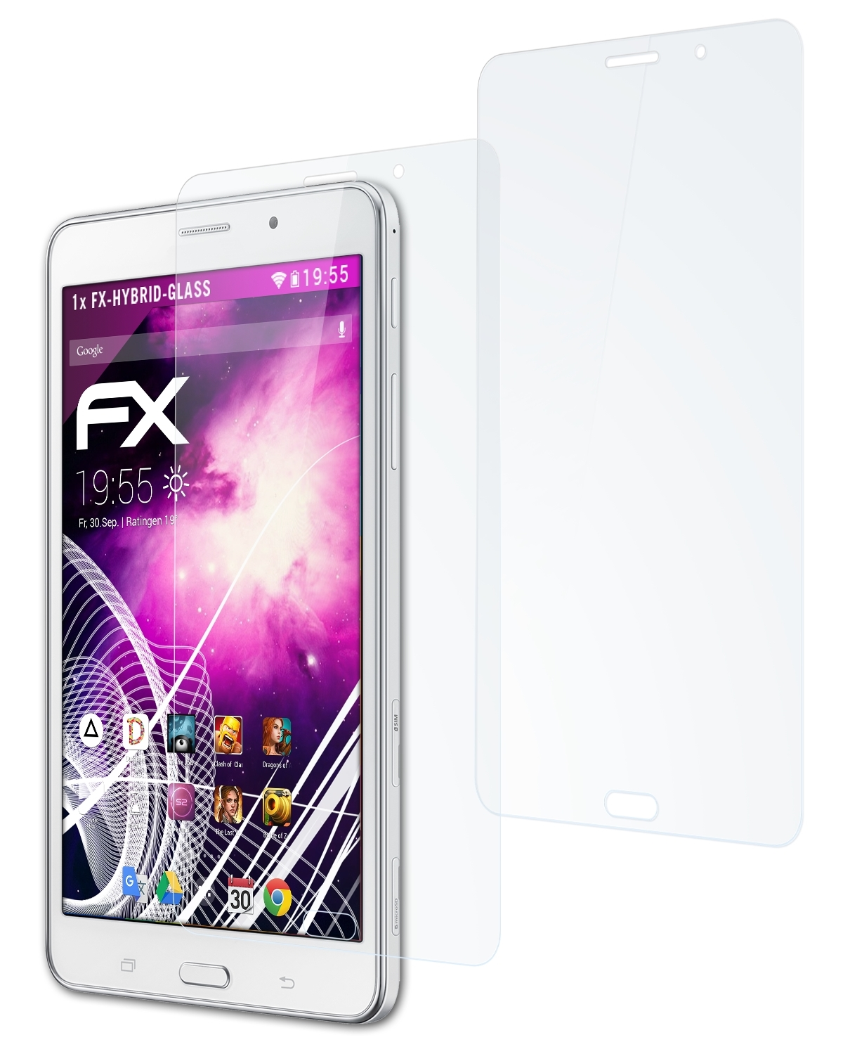 4 Samsung Tab (LTE/3G ATFOLIX Schutzglas(für T235)) 7.0 Galaxy FX-Hybrid-Glass