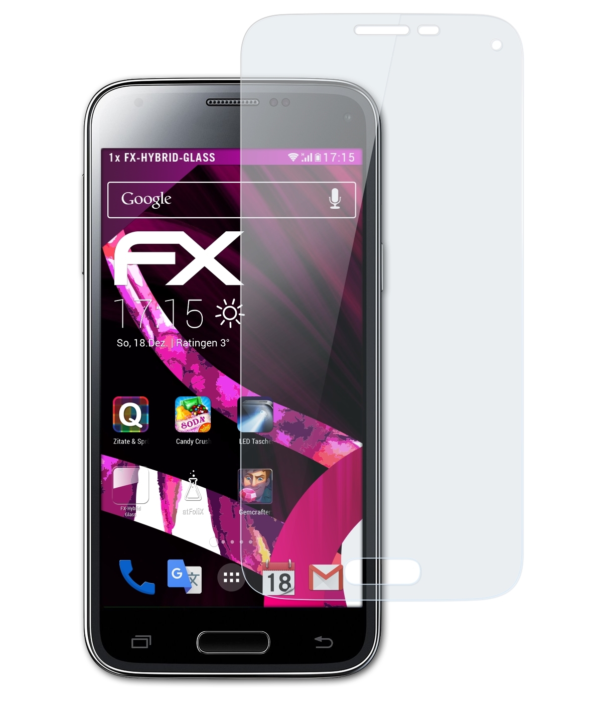 ATFOLIX FX-Hybrid-Glass Schutzglas(für mini) Galaxy Samsung S5