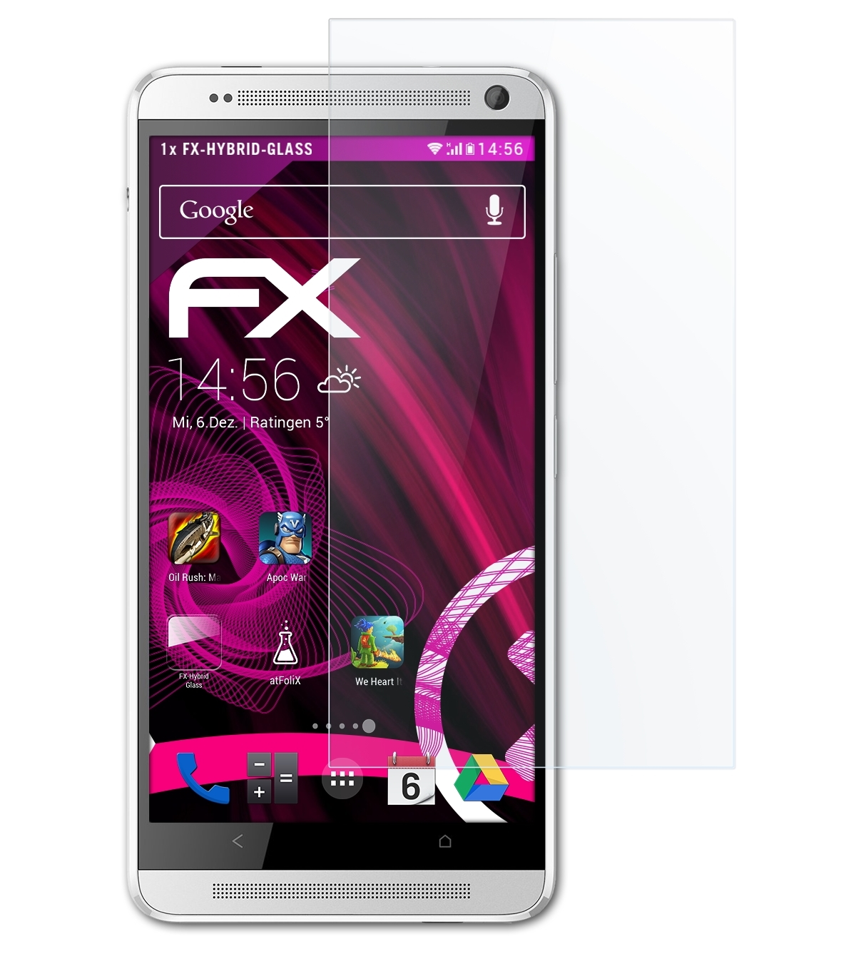 ATFOLIX FX-Hybrid-Glass Schutzglas(für HTC One Max)
