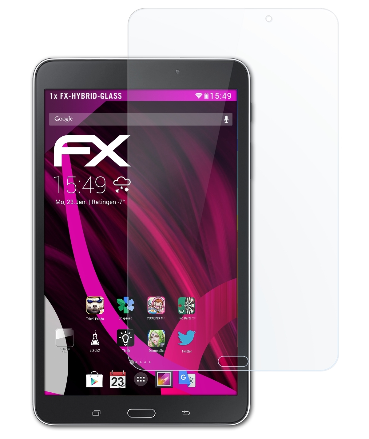 ATFOLIX FX-Hybrid-Glass Schutzglas(für Samsung Galaxy 4 (Wi-Fi 8.0 Tab T330))