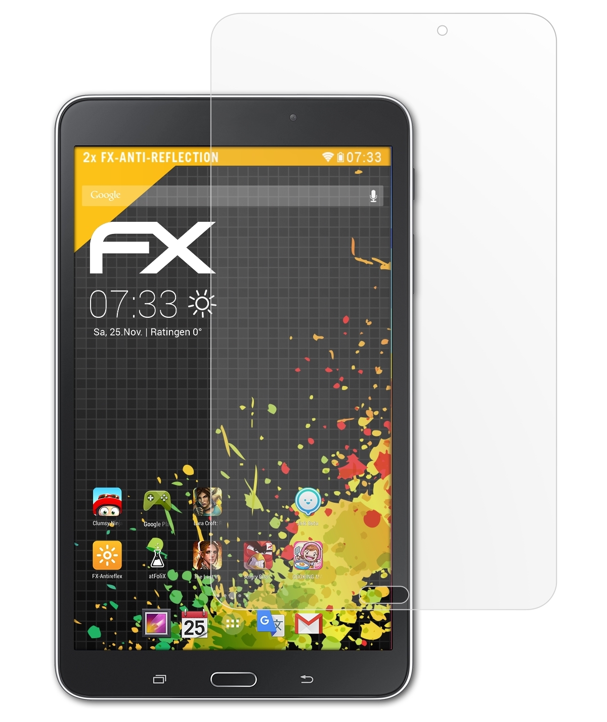 ATFOLIX 2x FX-Antireflex Displayschutz(für Samsung 8.0 Galaxy (Wi-Fi 4 T330)) Tab