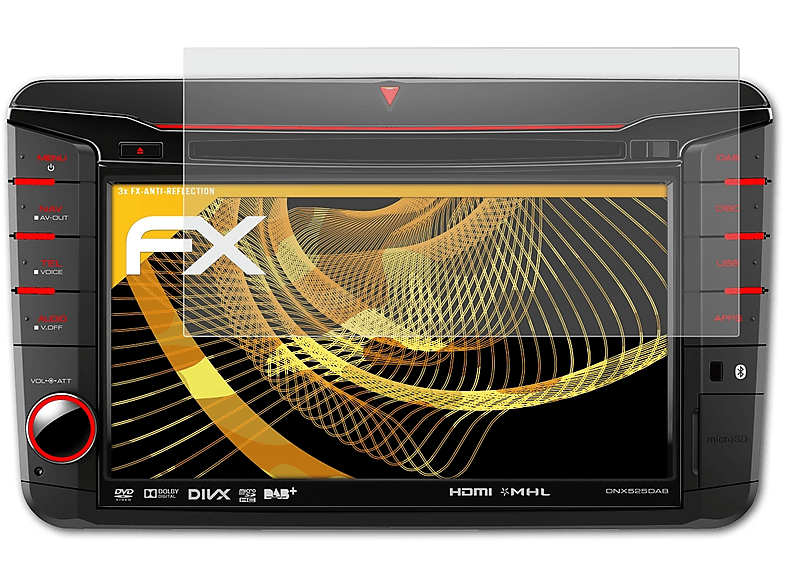 ATFOLIX 3x FX-Antireflex Displayschutz(für Kenwood DNX525DAB)