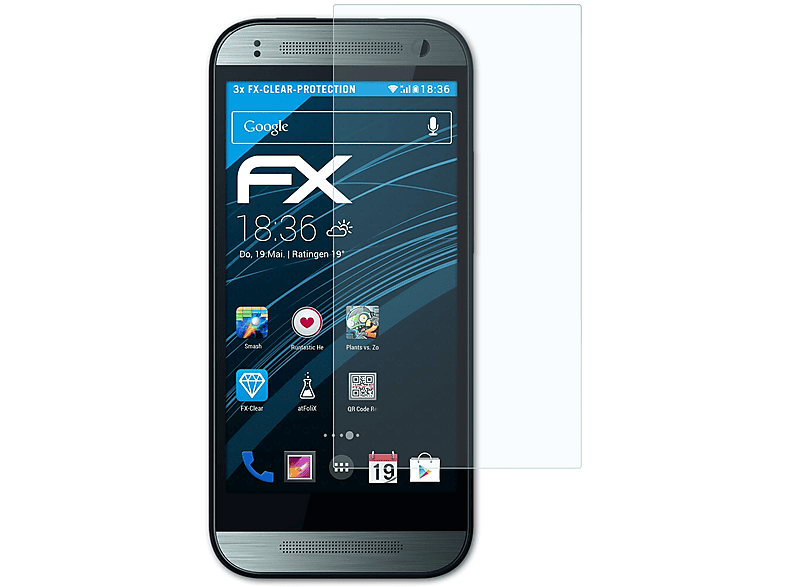 ATFOLIX 3x FX-Clear Displayschutz(für HTC One mini 2)